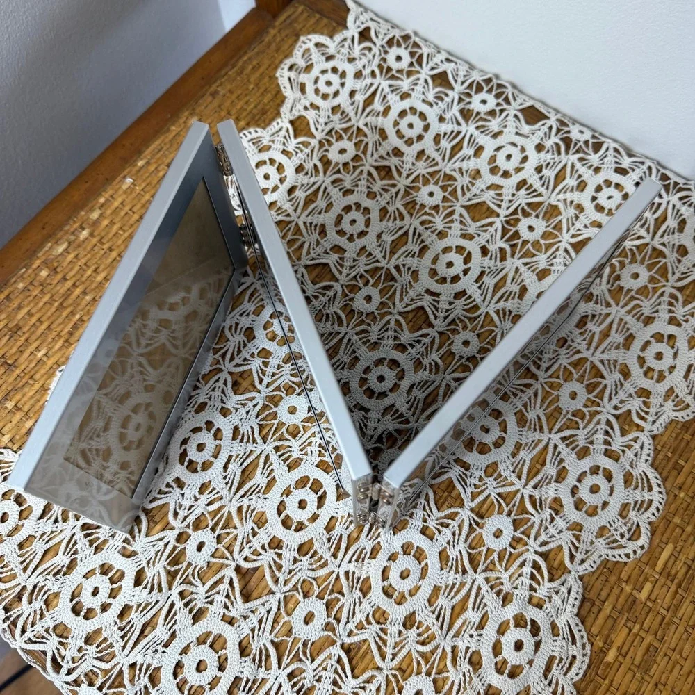 Vintage Burnes of Boston Trifold Hinged Picture Frame Silver 3-Photo